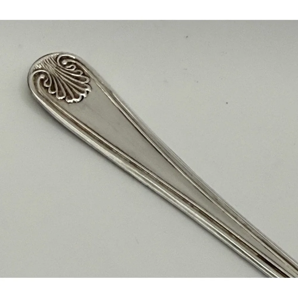 Vintage Set 2 English Silverplate Salad Serving Spoon & Fork Shell Pattern VGUC
